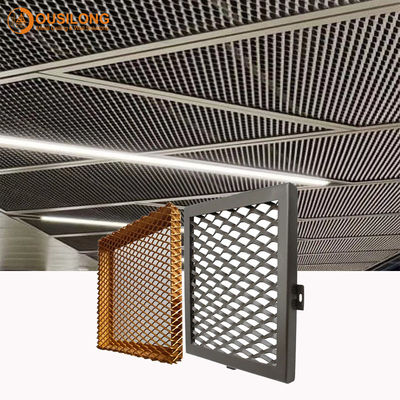 Wewnętrzny ocynkowany drut żelazny Rozszerzony sufit z siatki metalowej / srebrny podwieszany panel aluminiowy