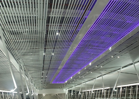 Budynek dekoracyjny podwieszany handlowy sufit z wytłaczanego profilu aluminiowego dla dworca kolejowego na lotnisku