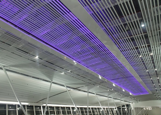 Building Decorative Suspended Commercial Aluminium Extruded Profile Baffle Ceiling For Airport Railway Station